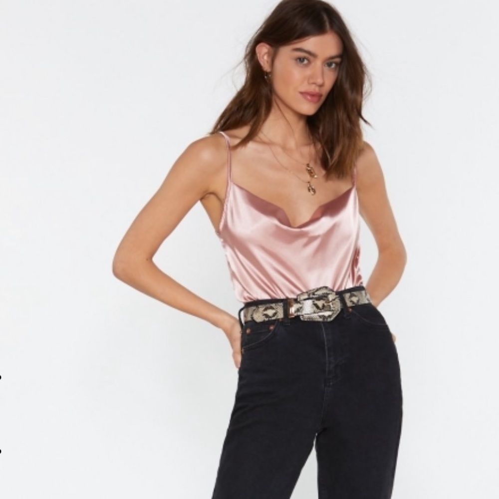 Nasty Gal • Satin Dusty Rose Top